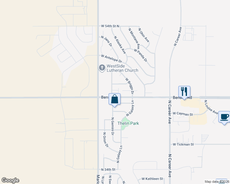map of restaurants, bars, coffee shops, grocery stores, and more near 3820 Oklahoma Avenue in Sioux Falls