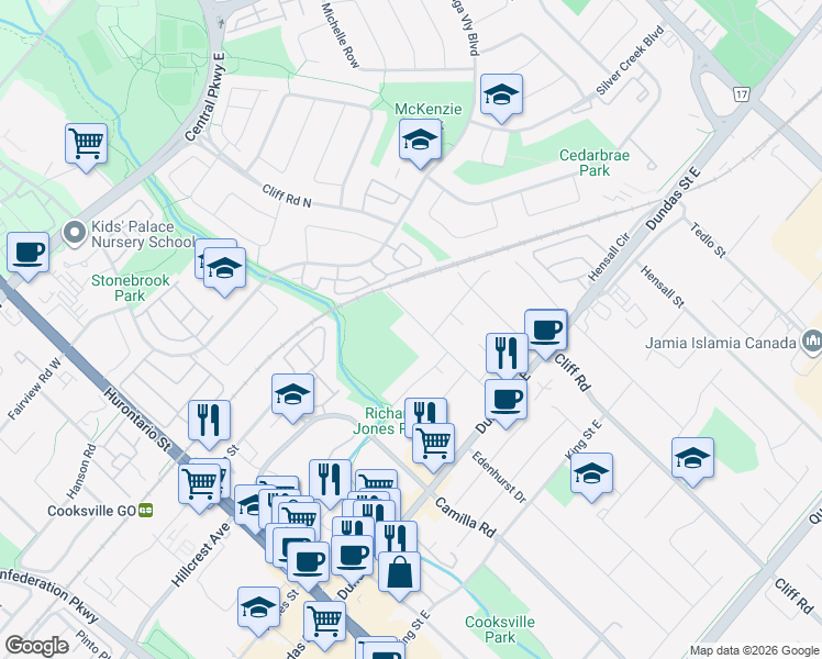 map of restaurants, bars, coffee shops, grocery stores, and more near 3118 Given Road in Mississauga