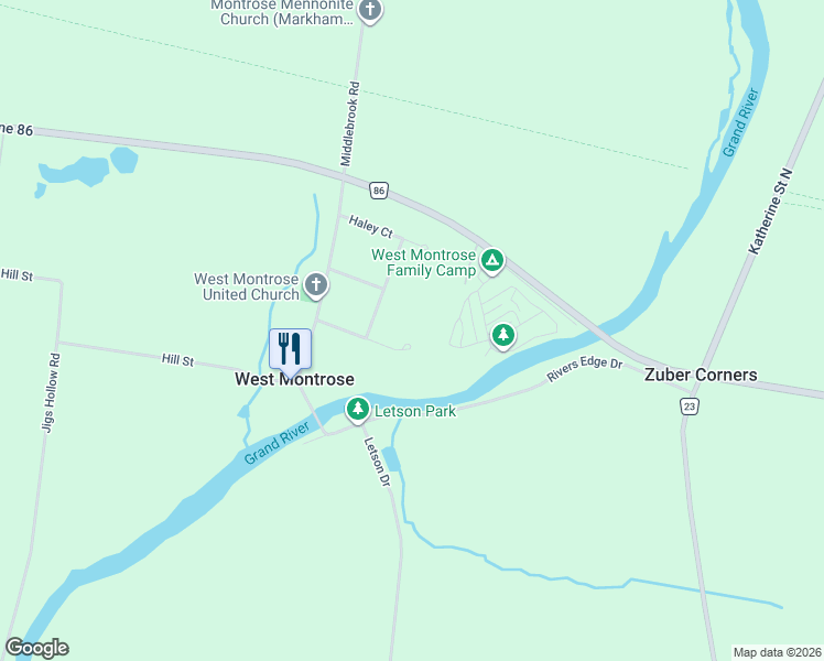 map of restaurants, bars, coffee shops, grocery stores, and more near 36 Tallwood Drive in West Montrose
