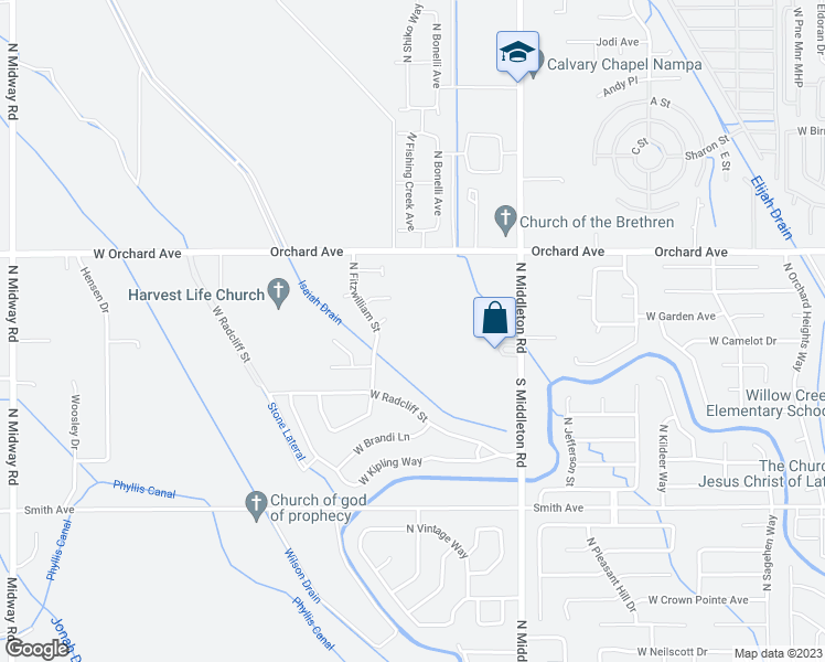 map of restaurants, bars, coffee shops, grocery stores, and more near 14866 North Fitzwilliam Street in Nampa