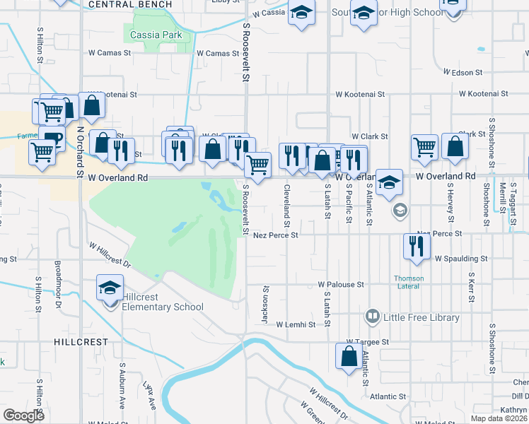 map of restaurants, bars, coffee shops, grocery stores, and more near 4107 West Dorian Street in Boise