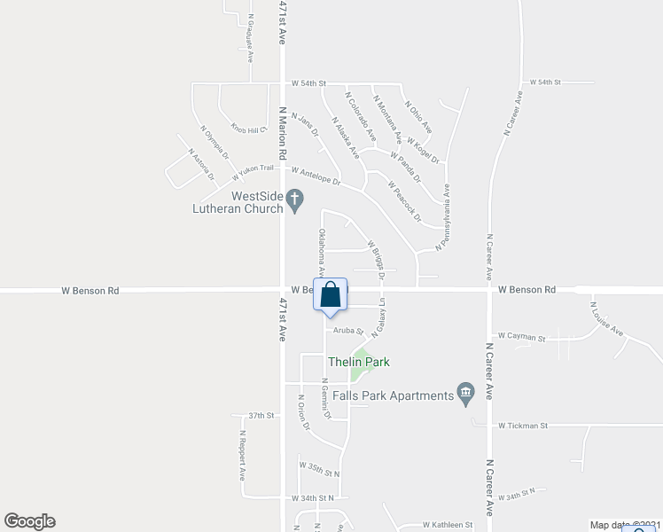 map of restaurants, bars, coffee shops, grocery stores, and more near 3820 Oklahoma Avenue in Sioux Falls