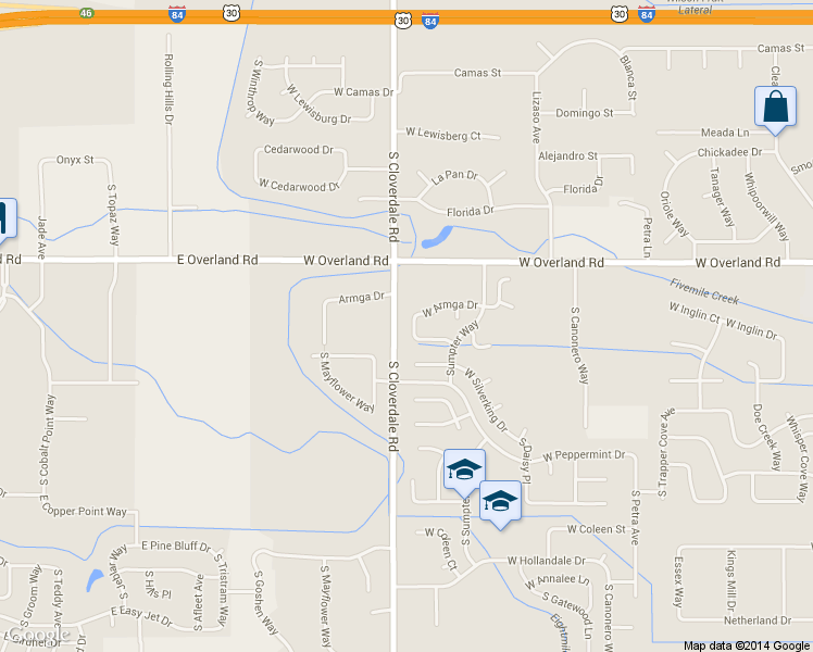 map of restaurants, bars, coffee shops, grocery stores, and more near 1751 South Heritage Avenue in Boise