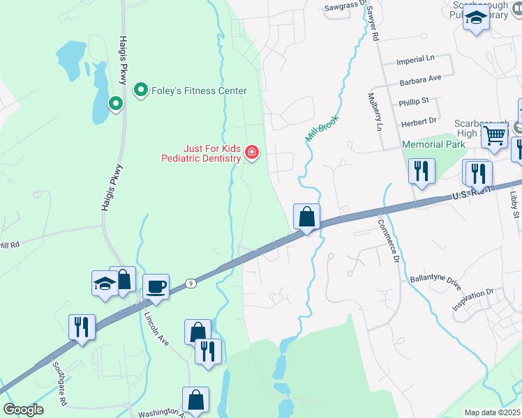 map of restaurants, bars, coffee shops, grocery stores, and more near 300 Enterprise Drive in Scarborough