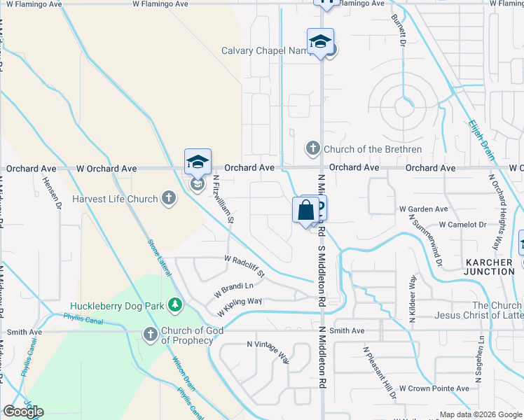 map of restaurants, bars, coffee shops, grocery stores, and more near 14866 North Fitzwilliam Street in Nampa