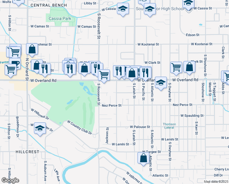 map of restaurants, bars, coffee shops, grocery stores, and more near 4064 Dorian Street in Boise