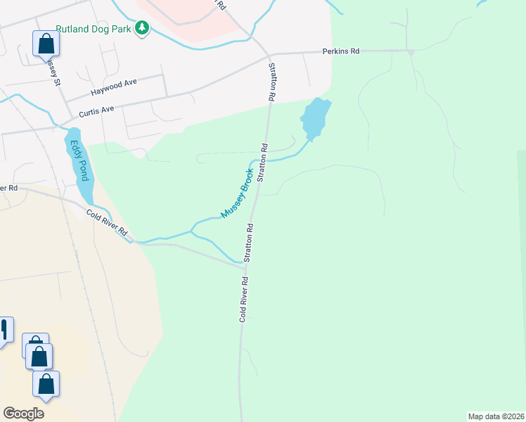 map of restaurants, bars, coffee shops, grocery stores, and more near 188 Stratton Road in Rutland