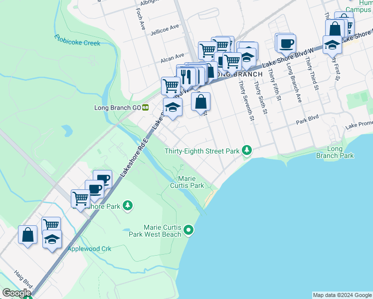 map of restaurants, bars, coffee shops, grocery stores, and more near in Toronto