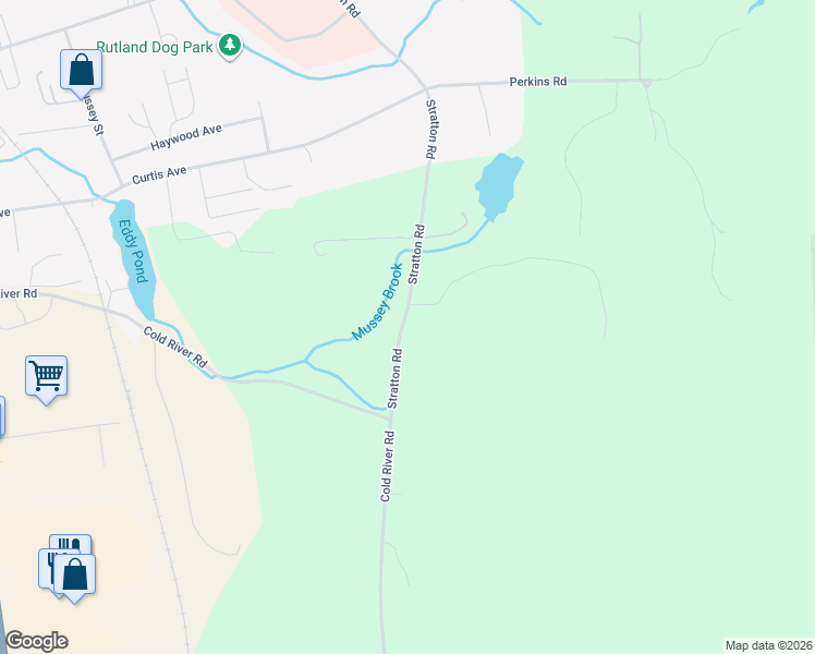 map of restaurants, bars, coffee shops, grocery stores, and more near 188 Stratton Road in Rutland