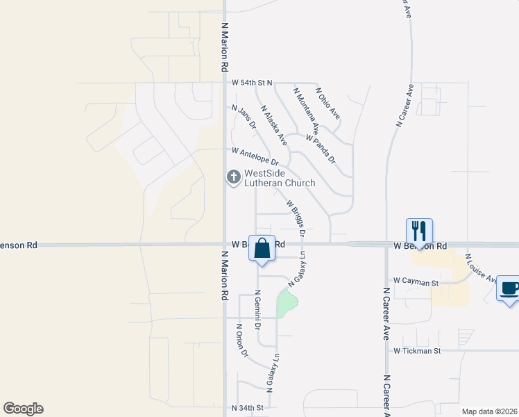 map of restaurants, bars, coffee shops, grocery stores, and more near 3820 Oklahoma Avenue in Sioux Falls