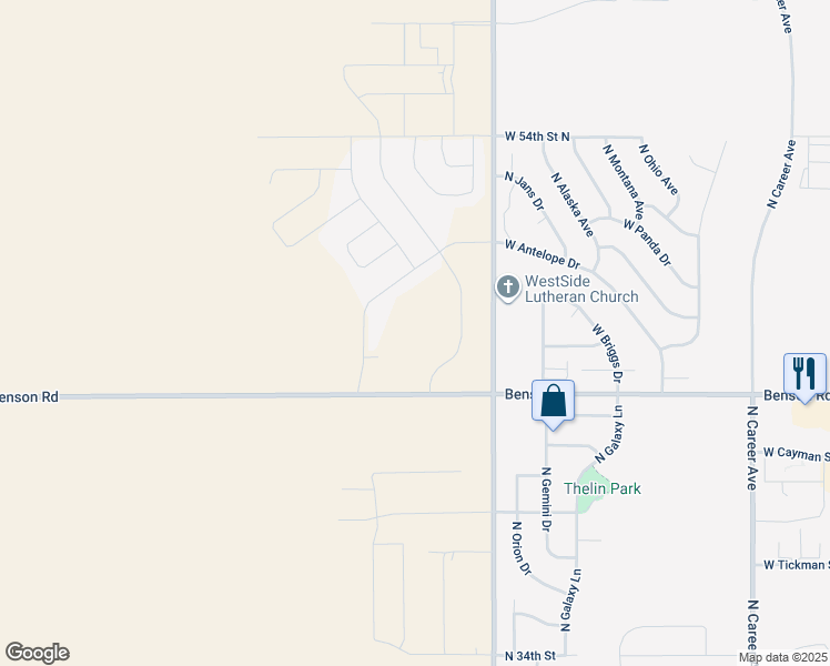 map of restaurants, bars, coffee shops, grocery stores, and more near 5400-6998 West Benson Road in Sioux Falls
