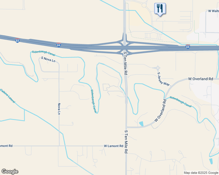 map of restaurants, bars, coffee shops, grocery stores, and more near 3299 West Davis Lane in Meridian