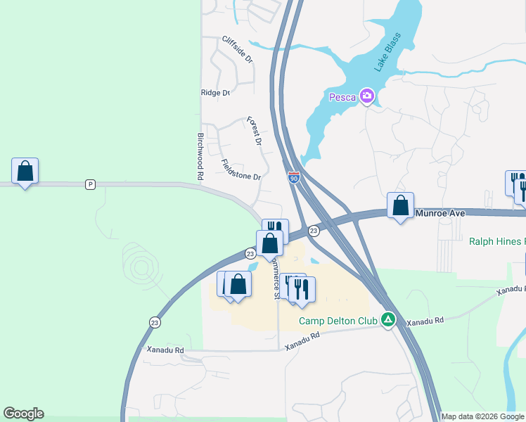 map of restaurants, bars, coffee shops, grocery stores, and more near 501 Fieldstone Drive in Wisconsin Dells