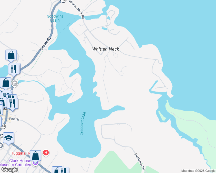 map of restaurants, bars, coffee shops, grocery stores, and more near 49 Kings Pine Road in Wolfeboro