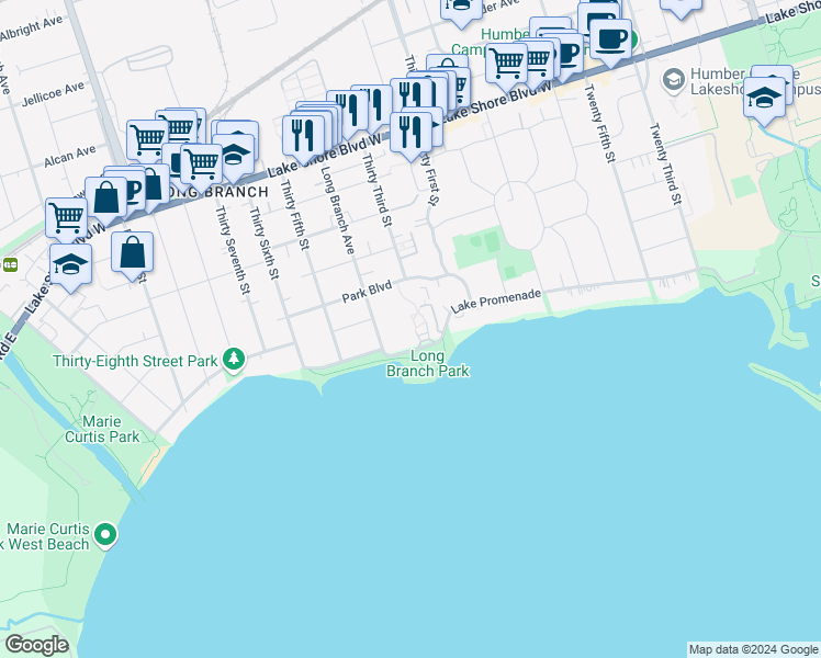 map of restaurants, bars, coffee shops, grocery stores, and more near in Toronto