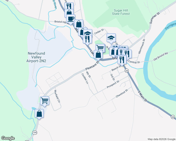 map of restaurants, bars, coffee shops, grocery stores, and more near 152 Pleasant Street in Bristol