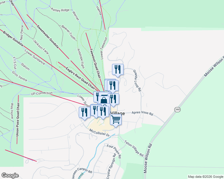 map of restaurants, bars, coffee shops, grocery stores, and more near 7670 Granite Loop Road in Jackson