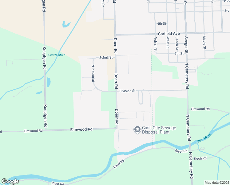 map of restaurants, bars, coffee shops, grocery stores, and more near 4141 Doerr Road in Cass City