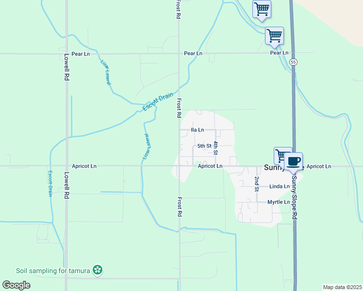map of restaurants, bars, coffee shops, grocery stores, and more near 15094 Frost Road in Caldwell