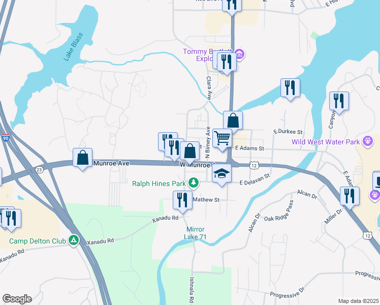 map of restaurants, bars, coffee shops, grocery stores, and more near 26 North Burritt Avenue in Wisconsin Dells