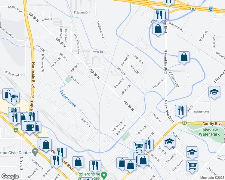 map of restaurants, bars, coffee shops, grocery stores, and more near 6th St N & 4th Ave N in Nampa