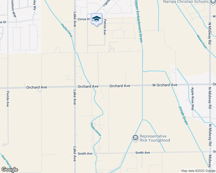 map of restaurants, bars, coffee shops, grocery stores, and more near 12775 Orchard Avenue in Nampa