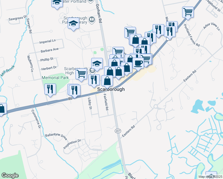 map of restaurants, bars, coffee shops, grocery stores, and more near in Scarborough