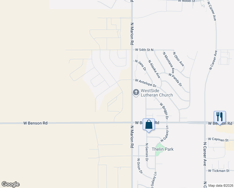 map of restaurants, bars, coffee shops, grocery stores, and more near West Yukon Trail in Sioux Falls