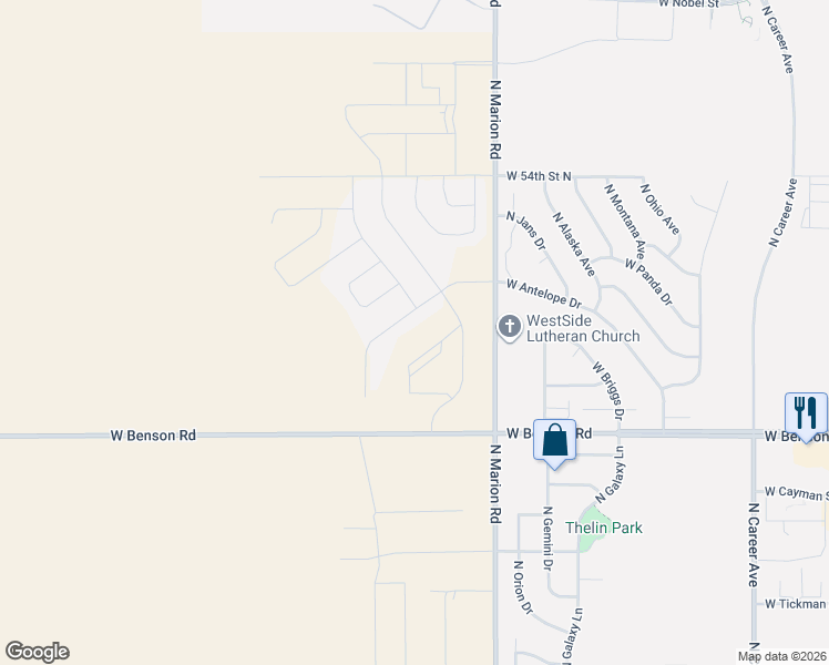 map of restaurants, bars, coffee shops, grocery stores, and more near West Yukon Trail in Sioux Falls
