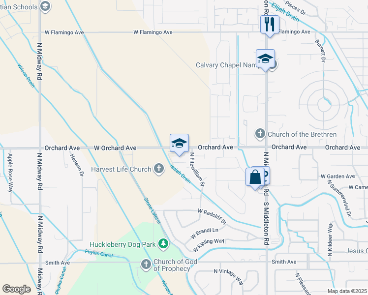 map of restaurants, bars, coffee shops, grocery stores, and more near 11342 West Orchard Avenue in Nampa