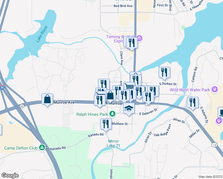 map of restaurants, bars, coffee shops, grocery stores, and more near 26 North Burritt Avenue in Wisconsin Dells