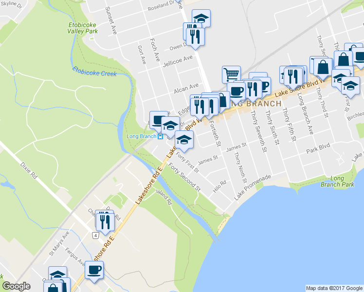 map of restaurants, bars, coffee shops, grocery stores, and more near in Toronto