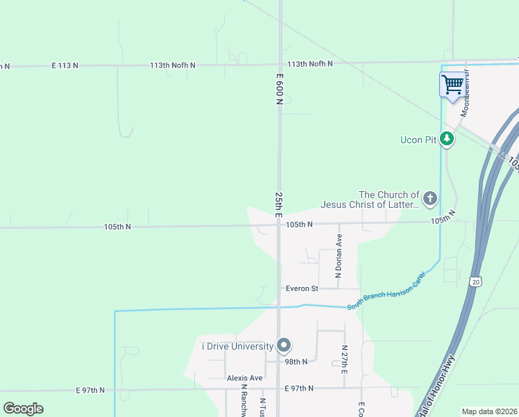 map of restaurants, bars, coffee shops, grocery stores, and more near 10613 25th East in Idaho Falls
