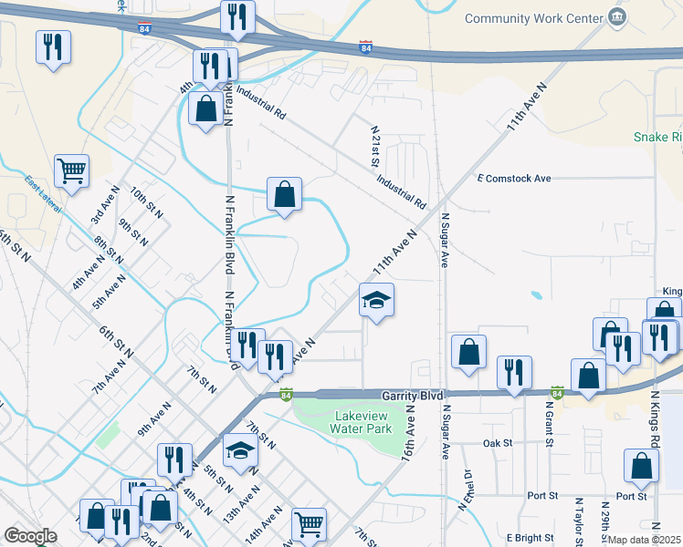 map of restaurants, bars, coffee shops, grocery stores, and more near 1798 East Plaza Loop in Nampa