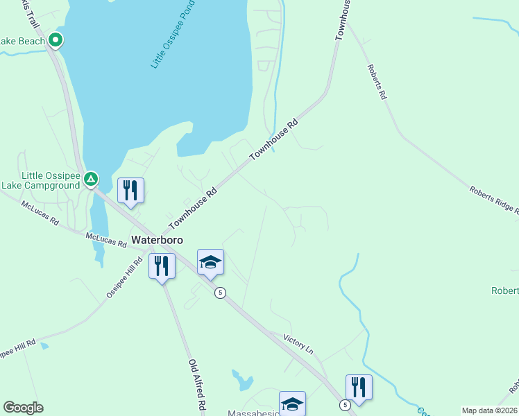 map of restaurants, bars, coffee shops, grocery stores, and more near 98 Blear Dr in Waterboro