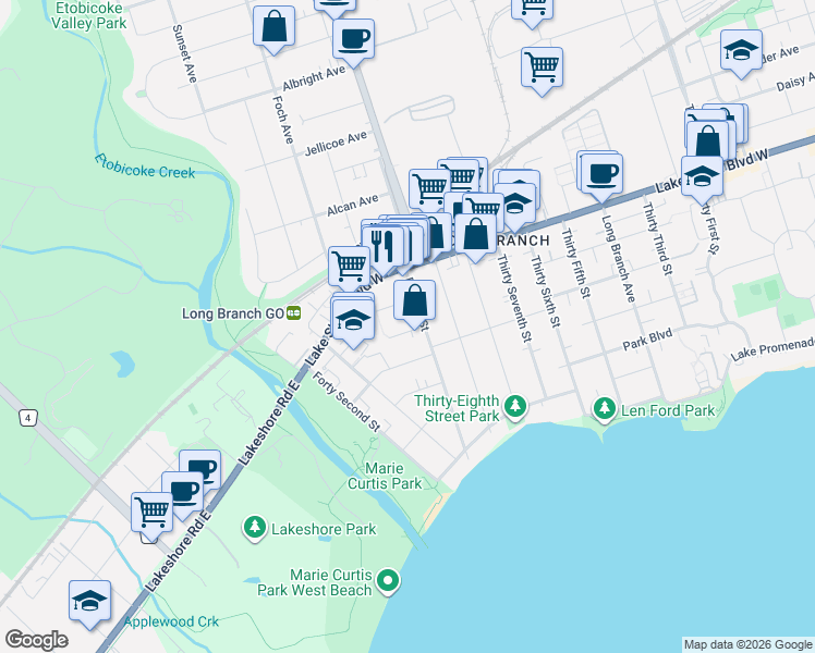 map of restaurants, bars, coffee shops, grocery stores, and more near 12 Villa Road in Toronto