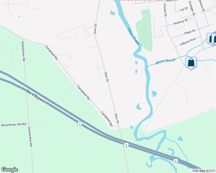 map of restaurants, bars, coffee shops, grocery stores, and more near 253 Dorr Drive in Rutland