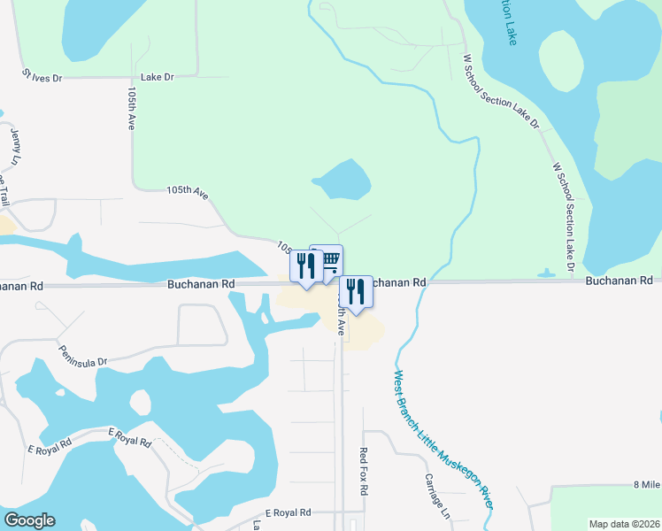 map of restaurants, bars, coffee shops, grocery stores, and more near 8513 100th Avenue in Stanwood