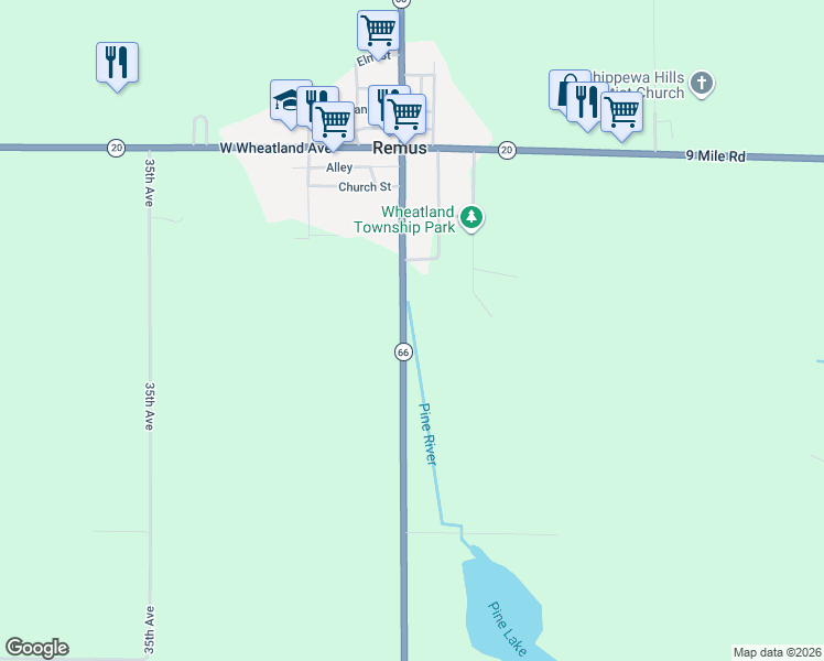 map of restaurants, bars, coffee shops, grocery stores, and more near 8860 30th Avenue in Remus