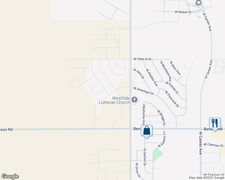 map of restaurants, bars, coffee shops, grocery stores, and more near 5800 West Yukon Trail in Sioux Falls