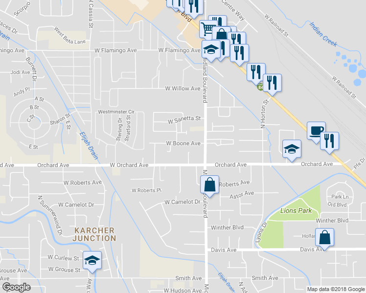 map of restaurants, bars, coffee shops, grocery stores, and more near 1115 West Boone Avenue in Nampa