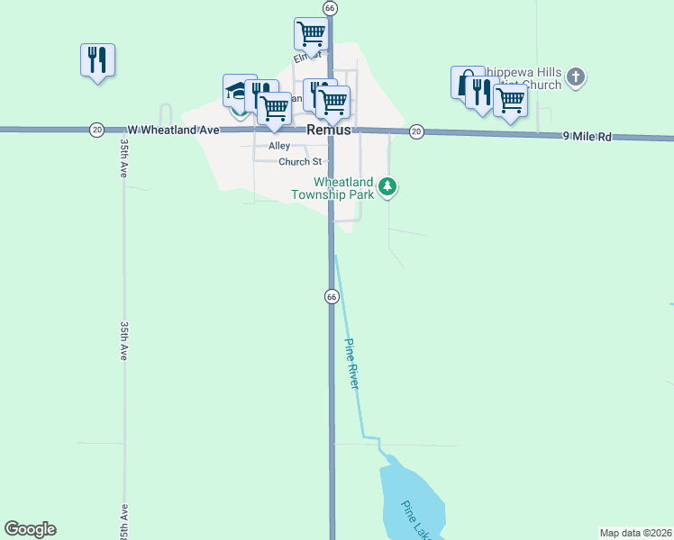map of restaurants, bars, coffee shops, grocery stores, and more near 8860 30th Avenue in Remus