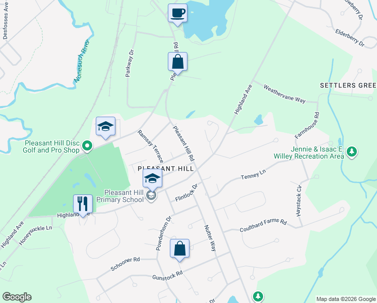 map of restaurants, bars, coffee shops, grocery stores, and more near 1 Nelsen Road in Scarborough