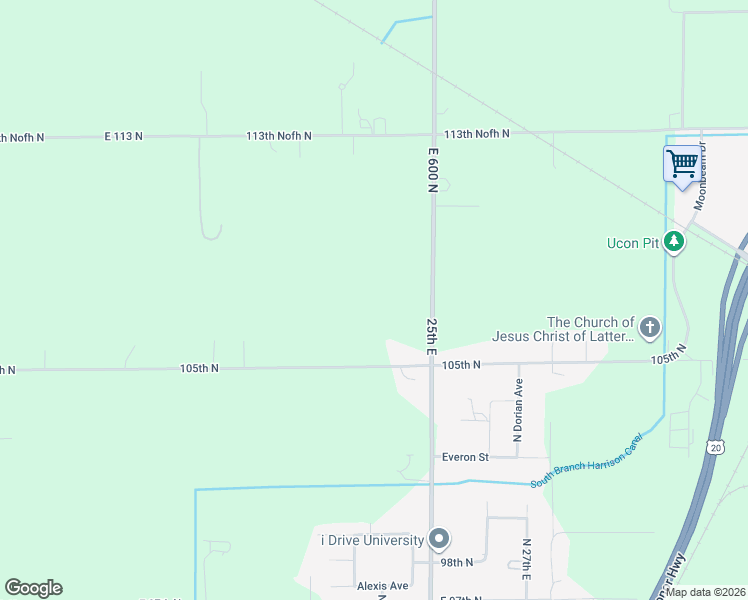 map of restaurants, bars, coffee shops, grocery stores, and more near 10613 North 25th East in Idaho Falls