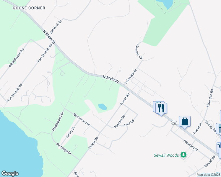 map of restaurants, bars, coffee shops, grocery stores, and more near 1 Farmhouse Road in Wolfeboro