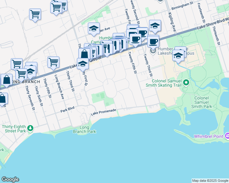map of restaurants, bars, coffee shops, grocery stores, and more near in Toronto