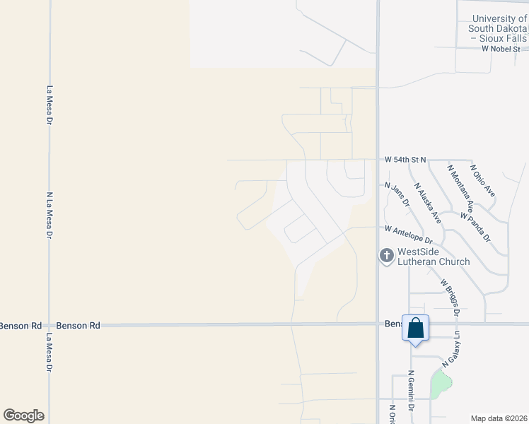 map of restaurants, bars, coffee shops, grocery stores, and more near North Olympia Drive in Sioux Falls
