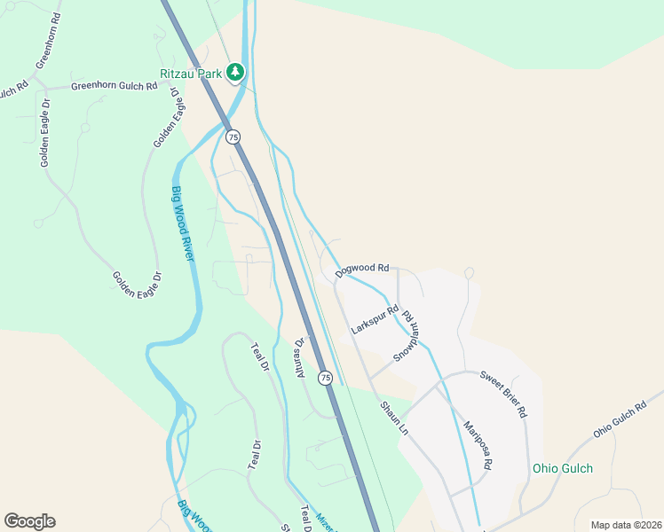 map of restaurants, bars, coffee shops, grocery stores, and more near 102 Syringa in Hailey