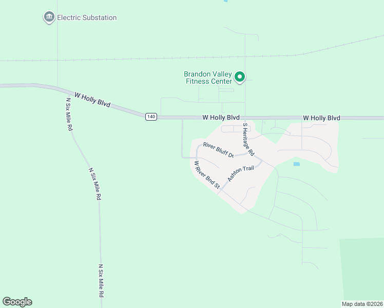 map of restaurants, bars, coffee shops, grocery stores, and more near 2004 River Bluff Drive in Brandon