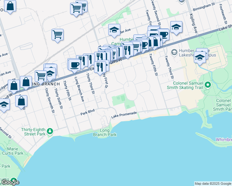 map of restaurants, bars, coffee shops, grocery stores, and more near 11 Birchlea Avenue in Toronto